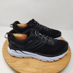 Hoka One One Clifton 6- Womens- Size 8.5- Black- 1102873- Lace Up- Sneaker Shoes